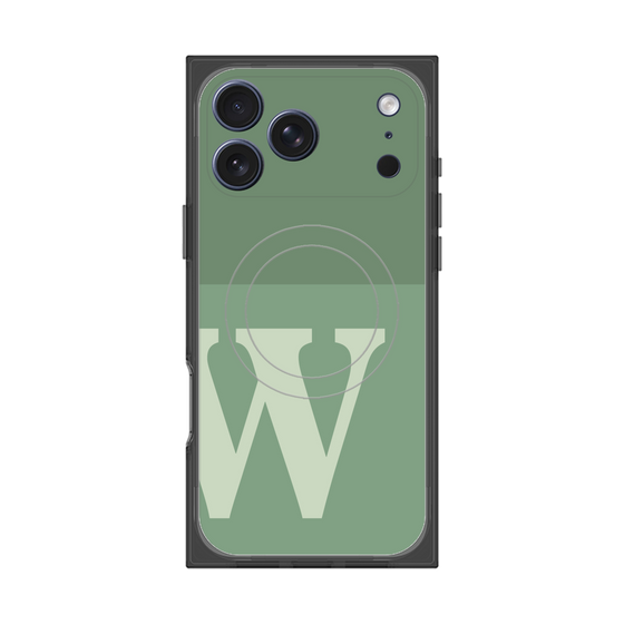 プレミアムスクエアケース with MagSafe［ オリジナル - initial two tone - W green ］