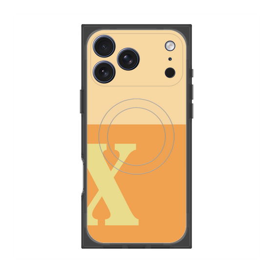 プレミアムスクエアケース with MagSafe［ オリジナル - initial two tone - X orange ］
