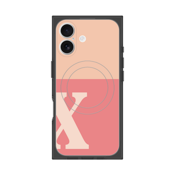 プレミアムスクエアケース with MagSafe［ オリジナル - initial two tone - X pink ］