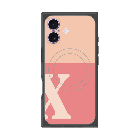 プレミアムスクエアケース with MagSafe［ オリジナル - initial two tone - X pink ］