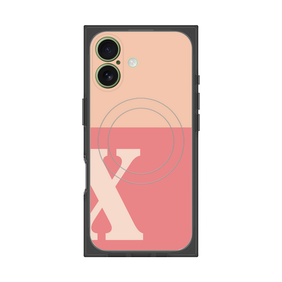 プレミアムスクエアケース with MagSafe［ オリジナル - initial two tone - X pink ］