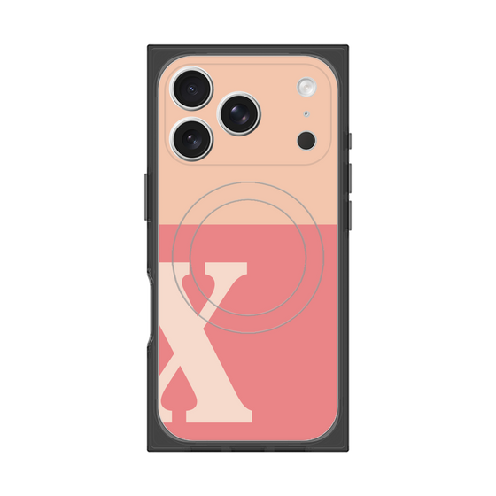 プレミアムスクエアケース with MagSafe［ オリジナル - initial two tone - X pink ］