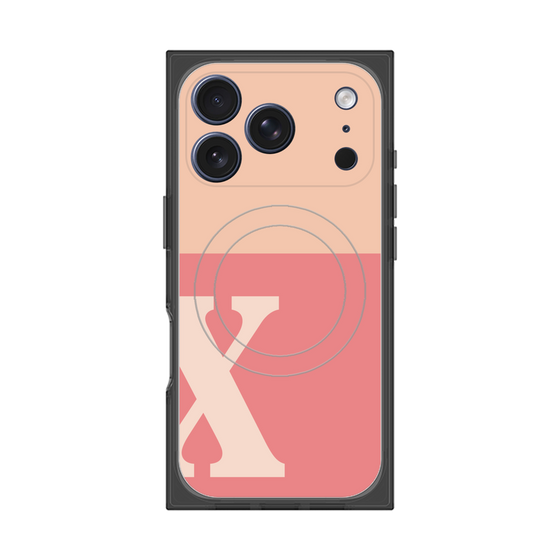 プレミアムスクエアケース with MagSafe［ オリジナル - initial two tone - X pink ］