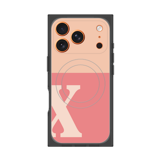 プレミアムスクエアケース with MagSafe［ オリジナル - initial two tone - X pink ］