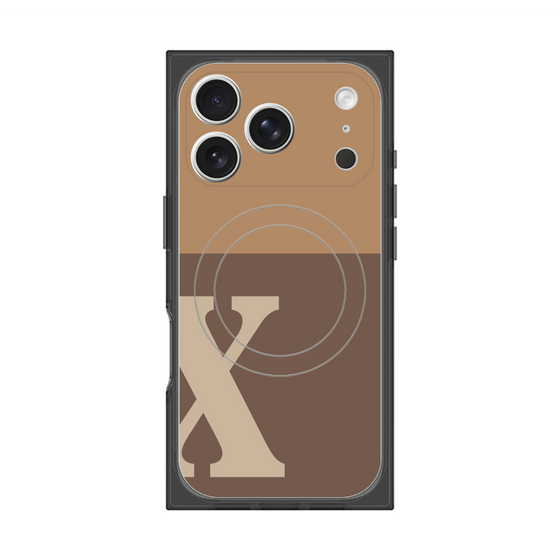 プレミアムスクエアケース with MagSafe［ オリジナル - initial two tone - X brown ］