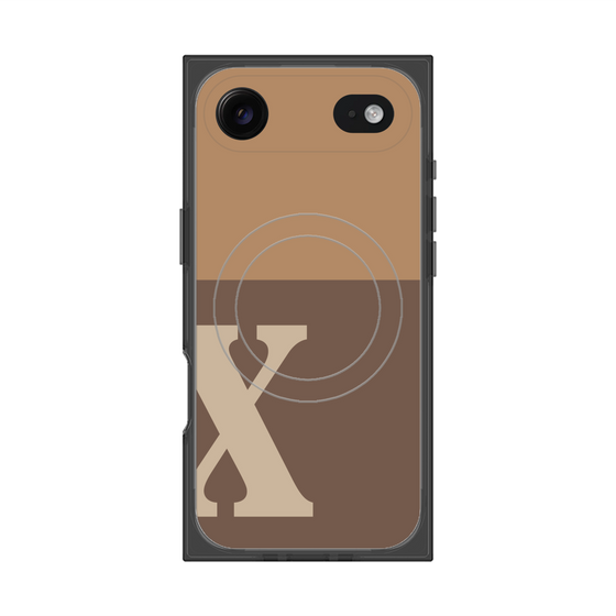 プレミアムスクエアケース with MagSafe［ オリジナル - initial two tone - X brown ］