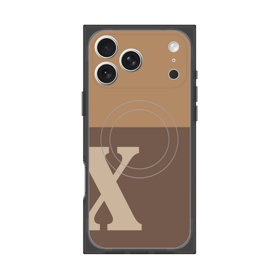 プレミアムスクエアケース with MagSafe［ オリジナル - initial two tone - X brown ］