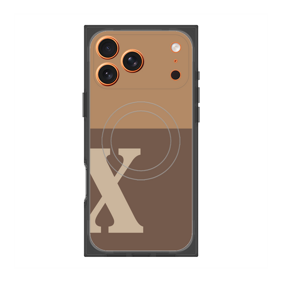 プレミアムスクエアケース with MagSafe［ オリジナル - initial two tone - X brown ］