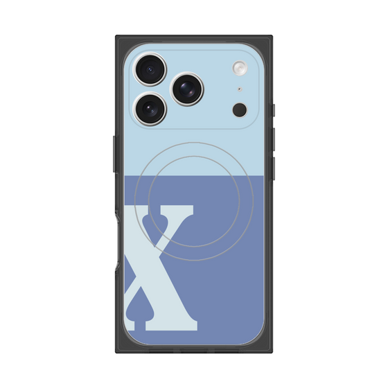 プレミアムスクエアケース with MagSafe［ オリジナル - initial two tone - X blue ］
