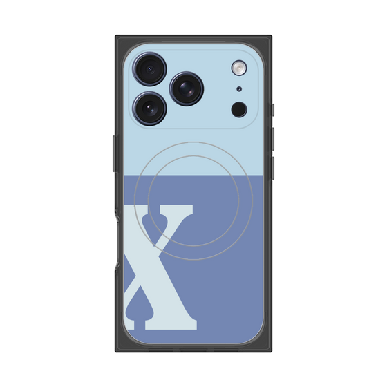 プレミアムスクエアケース with MagSafe［ オリジナル - initial two tone - X blue ］