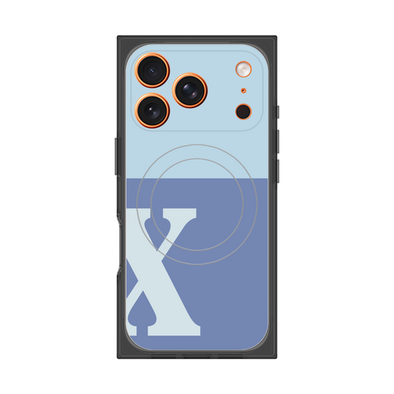 プレミアムスクエアケース with MagSafe［ オリジナル - initial two tone - X blue ］