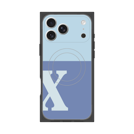 プレミアムスクエアケース with MagSafe［ オリジナル - initial two tone - X blue ］