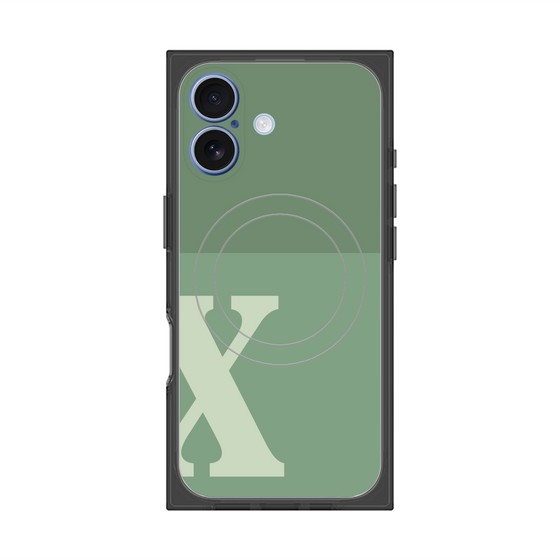 プレミアムスクエアケース with MagSafe［ オリジナル - initial two tone - X green ］