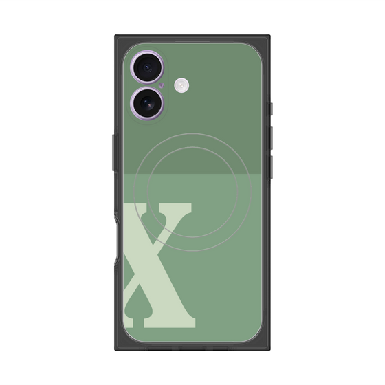 プレミアムスクエアケース with MagSafe［ オリジナル - initial two tone - X green ］