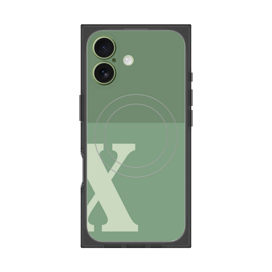 プレミアムスクエアケース with MagSafe［ オリジナル - initial two tone - X green ］