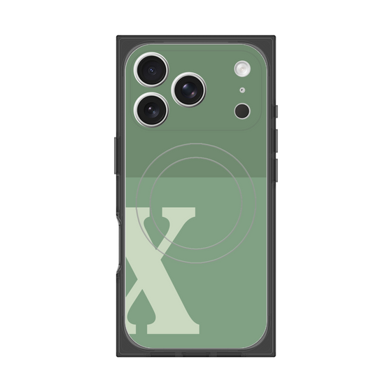 プレミアムスクエアケース with MagSafe［ オリジナル - initial two tone - X green ］