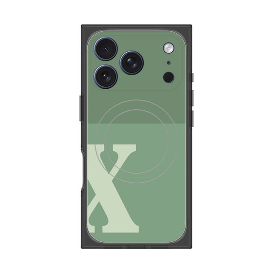 プレミアムスクエアケース with MagSafe［ オリジナル - initial two tone - X green ］