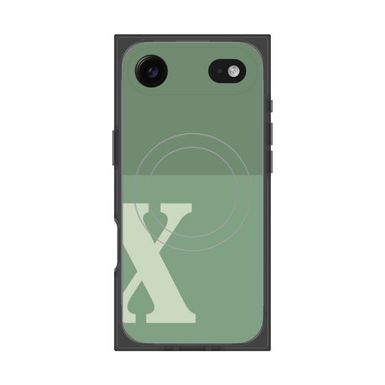 プレミアムスクエアケース with MagSafe［ オリジナル - initial two tone - X green ］