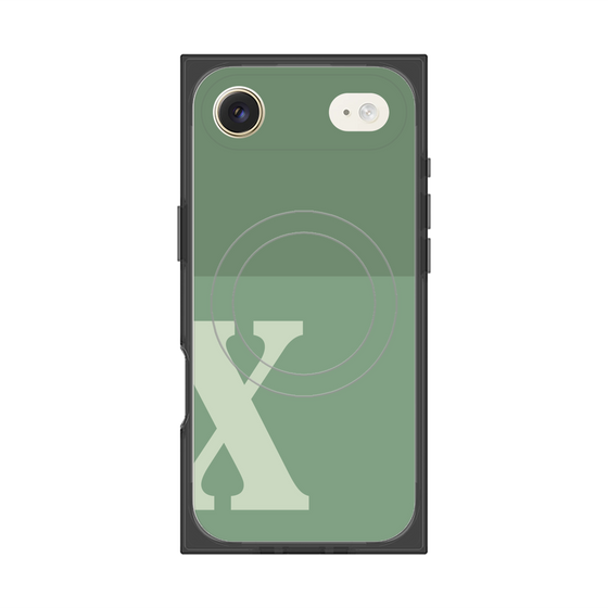 プレミアムスクエアケース with MagSafe［ オリジナル - initial two tone - X green ］