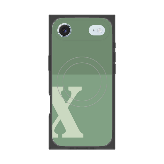 プレミアムスクエアケース with MagSafe［ オリジナル - initial two tone - X green ］