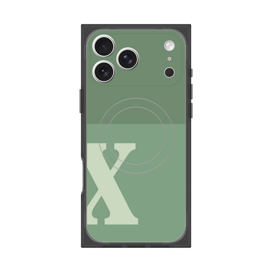 プレミアムスクエアケース with MagSafe［ オリジナル - initial two tone - X green ］
