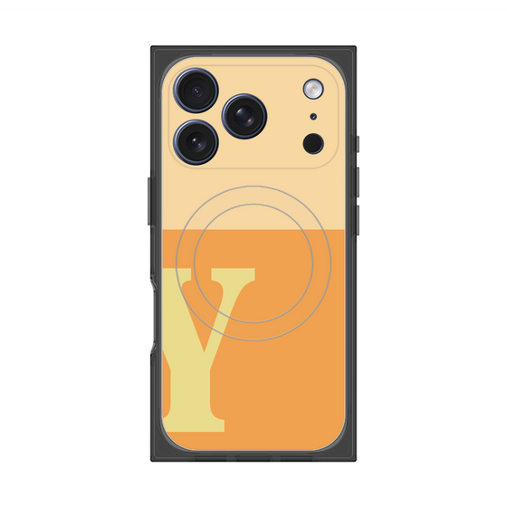 プレミアムスクエアケース with MagSafe［ オリジナル - initial two tone - Y orange ］