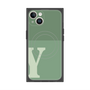 プレミアムスクエアケース with MagSafe［ オリジナル - initial two tone - Y green ］