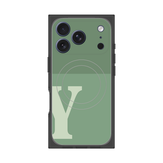 プレミアムスクエアケース with MagSafe［ オリジナル - initial two tone - Y green ］