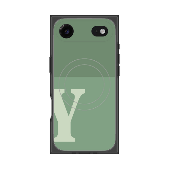 プレミアムスクエアケース with MagSafe［ オリジナル - initial two tone - Y green ］