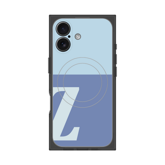 プレミアムスクエアケース with MagSafe［ オリジナル - initial two tone - Z blue ］