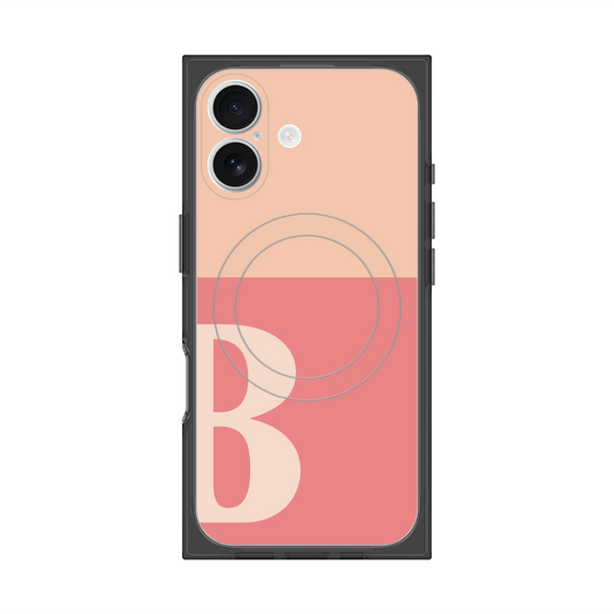 プレミアムスクエアケース with MagSafe［ オリジナル - initial two tone - B pink ］