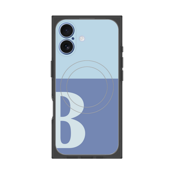 プレミアムスクエアケース with MagSafe［ オリジナル - initial two tone - B blue ］
