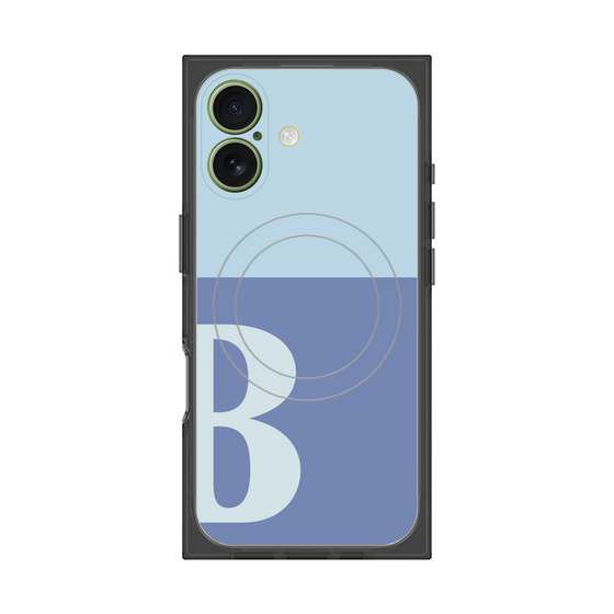 プレミアムスクエアケース with MagSafe［ オリジナル - initial two tone - B blue ］