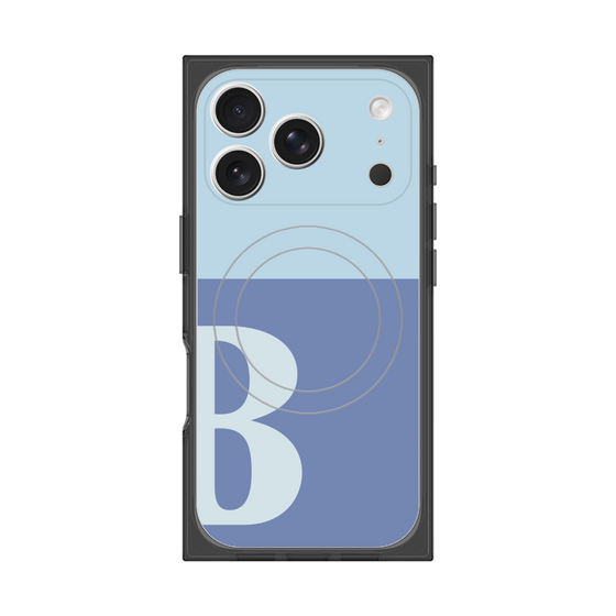 プレミアムスクエアケース with MagSafe［ オリジナル - initial two tone - B blue ］
