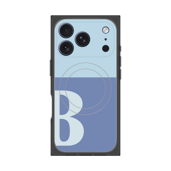 プレミアムスクエアケース with MagSafe［ オリジナル - initial two tone - B blue ］