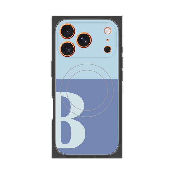 プレミアムスクエアケース with MagSafe［ オリジナル - initial two tone - B blue ］