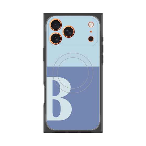 プレミアムスクエアケース with MagSafe［ オリジナル - initial two tone - B blue ］