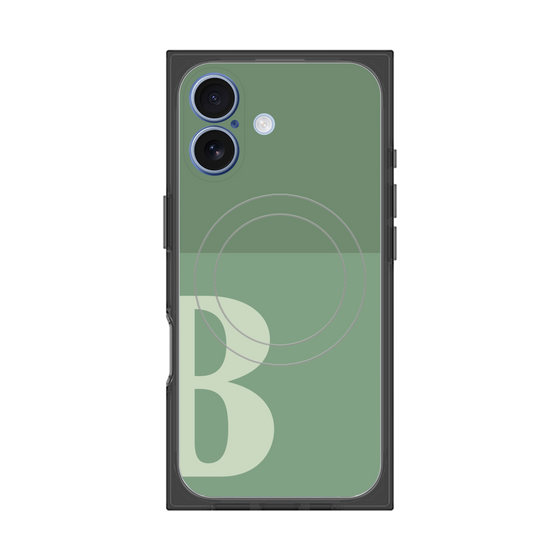 プレミアムスクエアケース with MagSafe［ オリジナル - initial two tone - B green ］