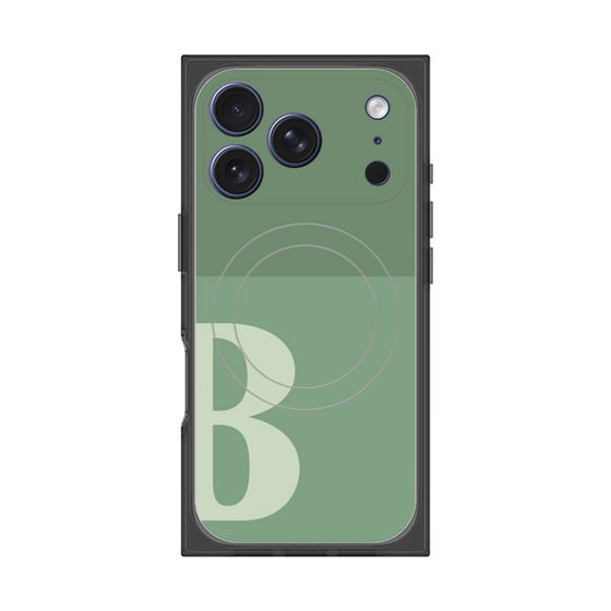 プレミアムスクエアケース with MagSafe［ オリジナル - initial two tone - B green ］