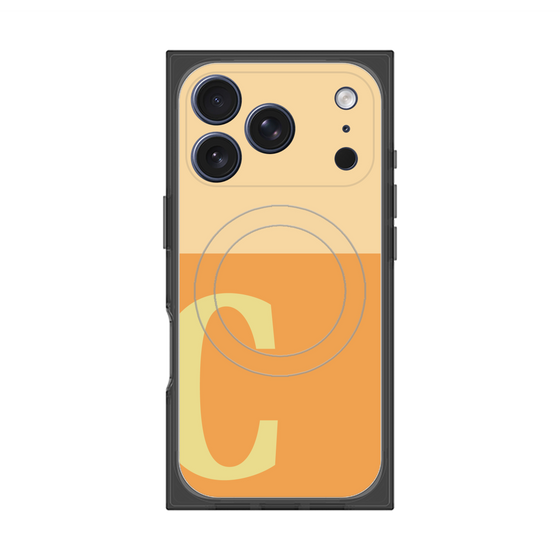 プレミアムスクエアケース with MagSafe［ オリジナル - initial two tone - C orange ］