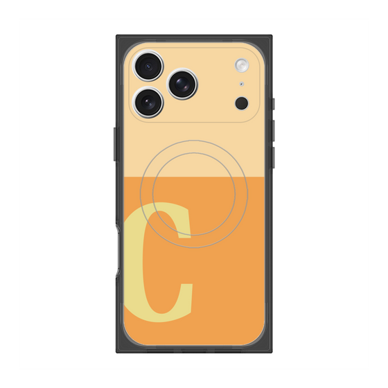 プレミアムスクエアケース with MagSafe［ オリジナル - initial two tone - C orange ］