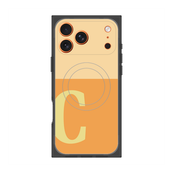 プレミアムスクエアケース with MagSafe［ オリジナル - initial two tone - C orange ］