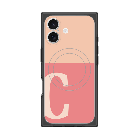プレミアムスクエアケース with MagSafe［ オリジナル - initial two tone - C pink ］