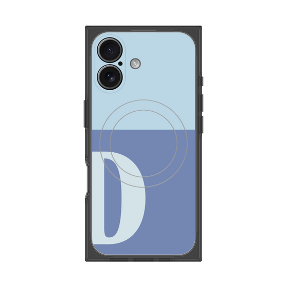 プレミアムスクエアケース with MagSafe［ オリジナル - initial two tone - D blue ］