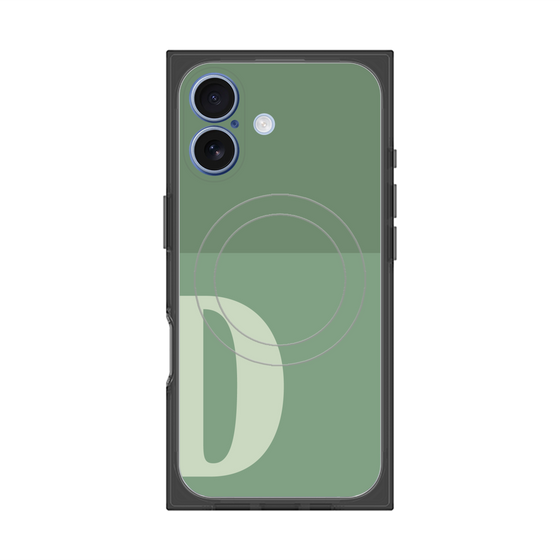 プレミアムスクエアケース with MagSafe［ オリジナル - initial two tone - D green ］