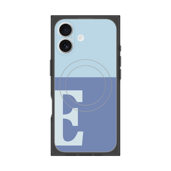 プレミアムスクエアケース with MagSafe［ オリジナル - initial two tone - E blue ］