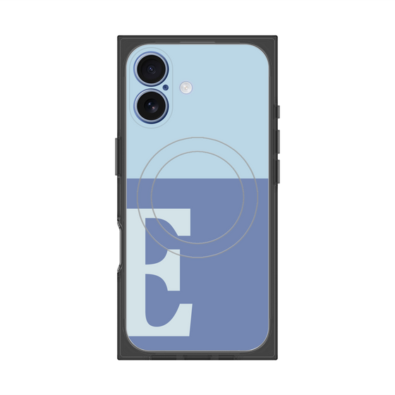 プレミアムスクエアケース with MagSafe［ オリジナル - initial two tone - E blue ］