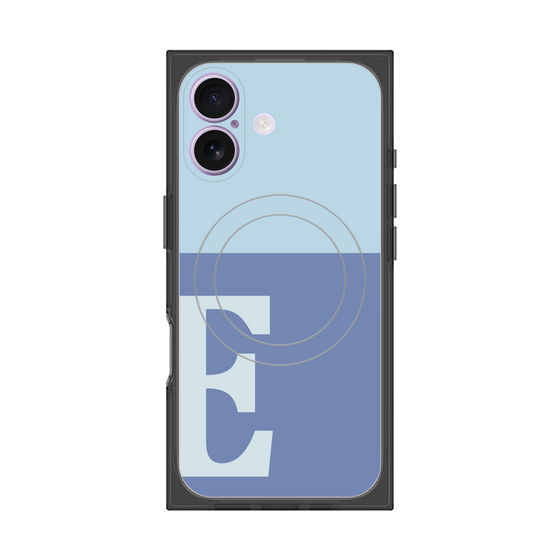 プレミアムスクエアケース with MagSafe［ オリジナル - initial two tone - E blue ］