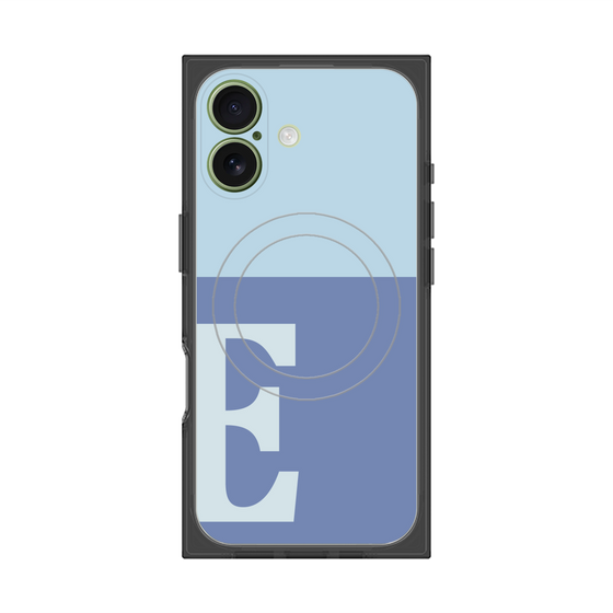 プレミアムスクエアケース with MagSafe［ オリジナル - initial two tone - E blue ］