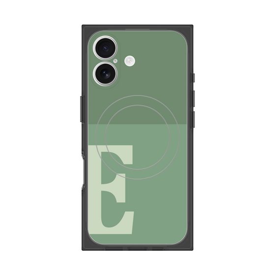 プレミアムスクエアケース with MagSafe［ オリジナル - initial two tone - E green ］